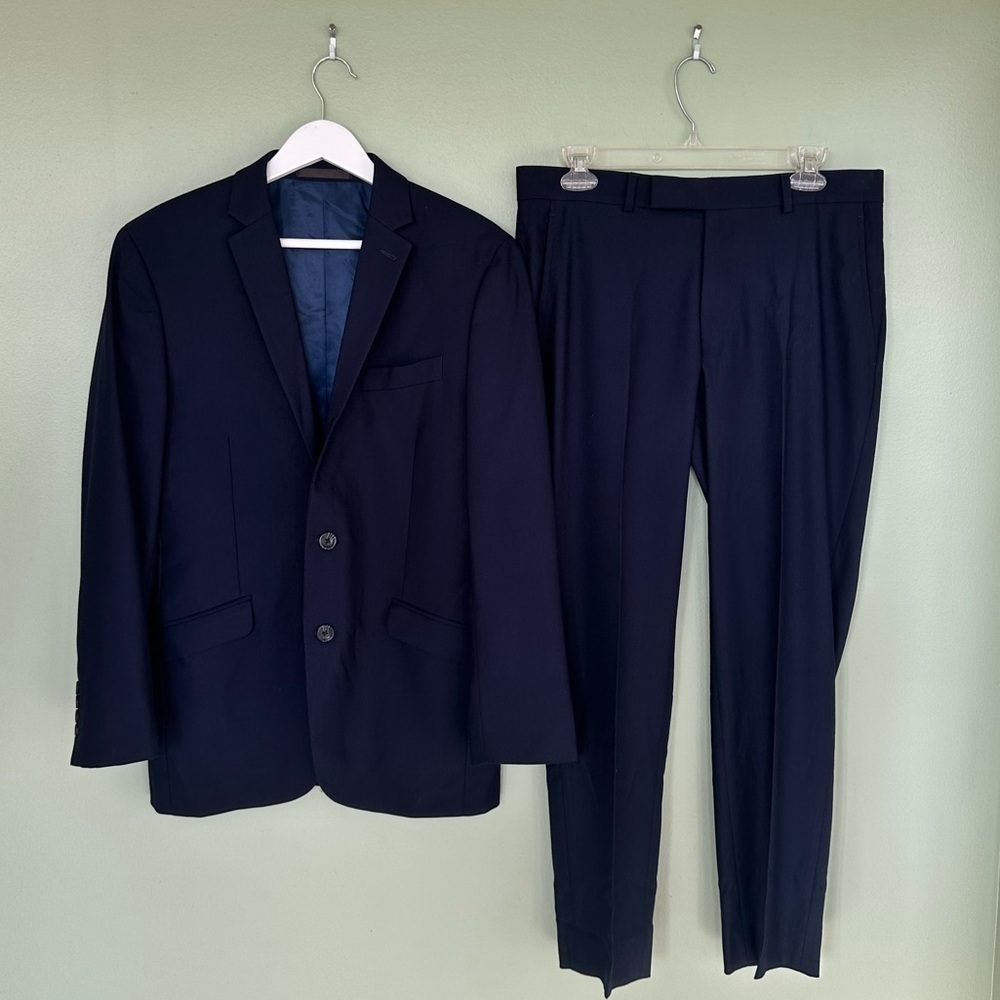 Kenneth Cole Techni-Cole Suit 2 Piece Jacket Pants Set Blue Men Sz 38R 31W Blue  - Picture 4 of 16